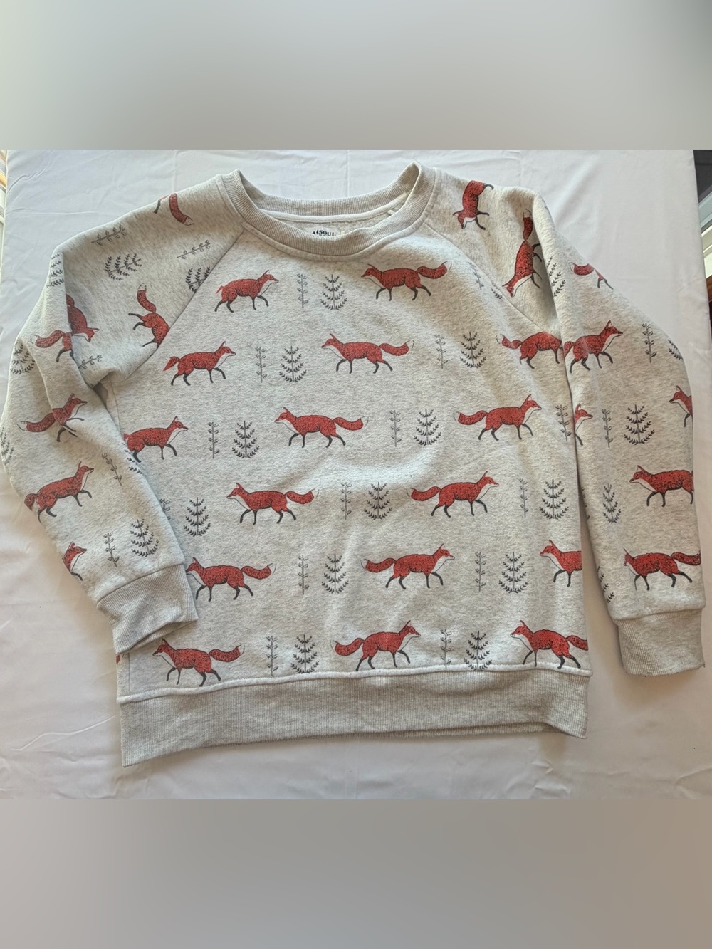 L.A. Soul Fox Print Sweatshirt Gray Red Woodland Cottagecore Fleece Pullover